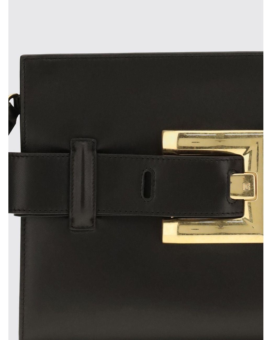 Balmain Black Anthem Lambskin Leather Mini Bag With Buckle And Wrist Strap