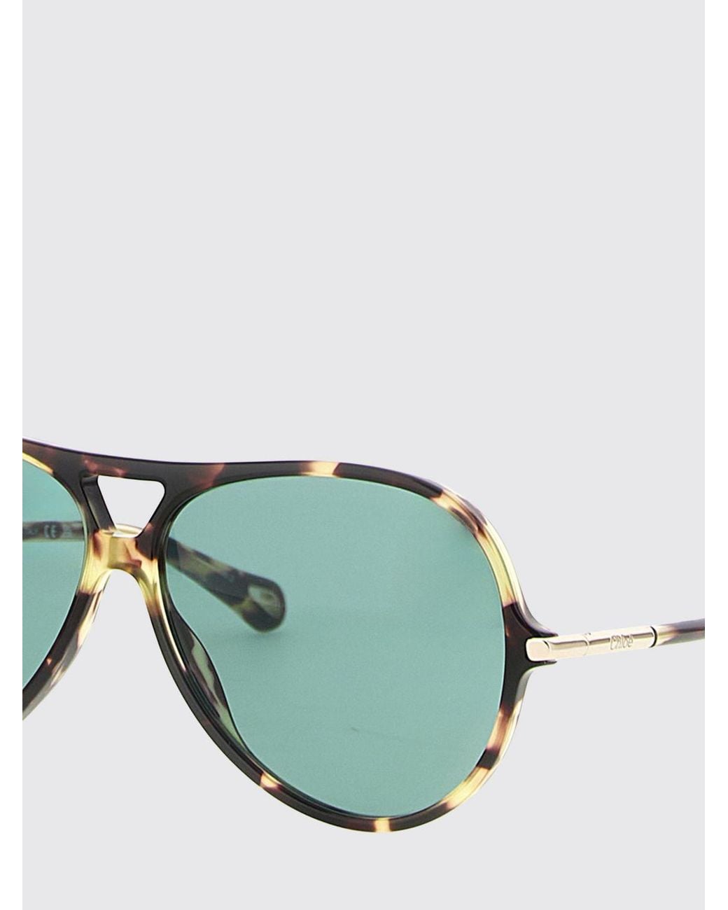 Chloé Green ChloÉ Aviator Tortoiseshell Acetate Sunglasses With Double Bridge