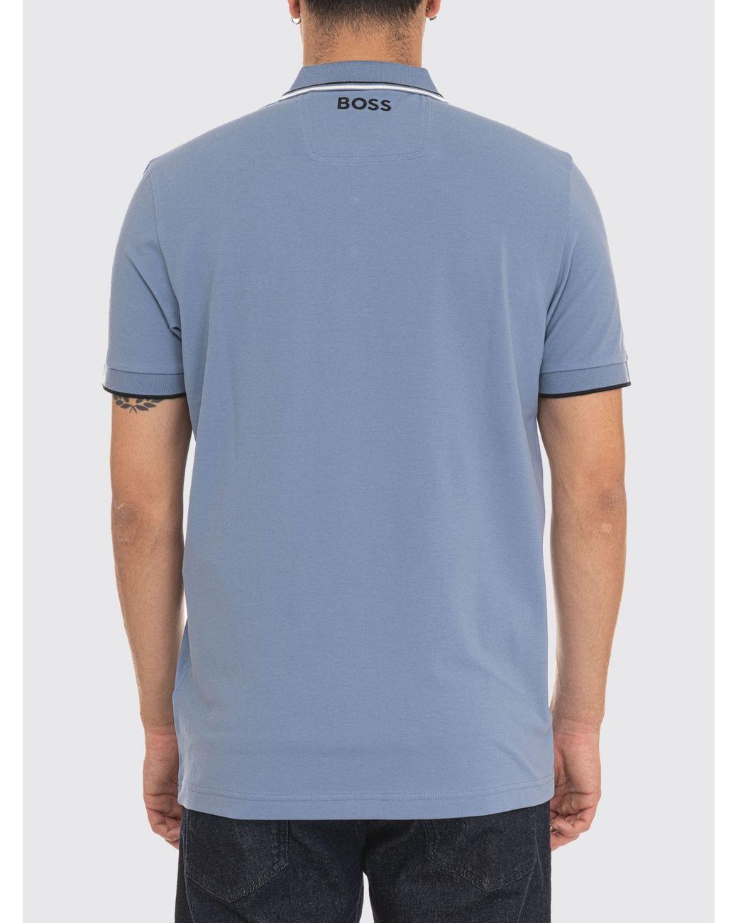Boss Blue Cotton Polo With Logo for men