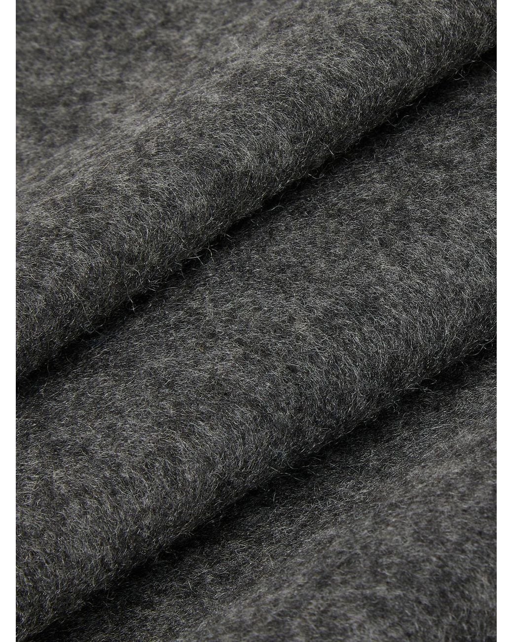 Fendi Gray Pure Cashmere Scarf With Embroidered Logo And Fringed Edges for men