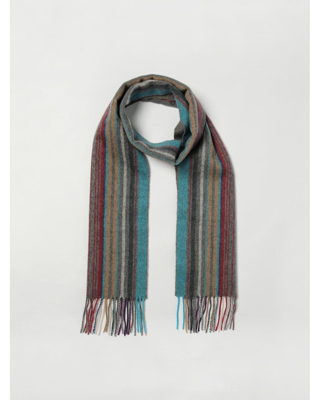 Paul Smith Wollschal Mit Mehrfarbigen Streifen in Gray für Herren