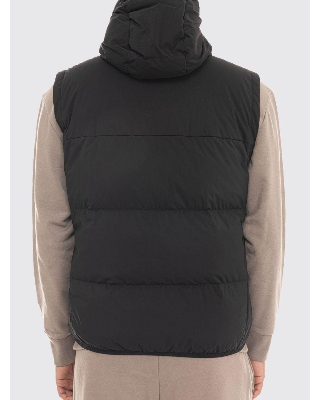 Boss Black Waterproof Quilted Nylon Gilet With Padded Hood And High Collar for men