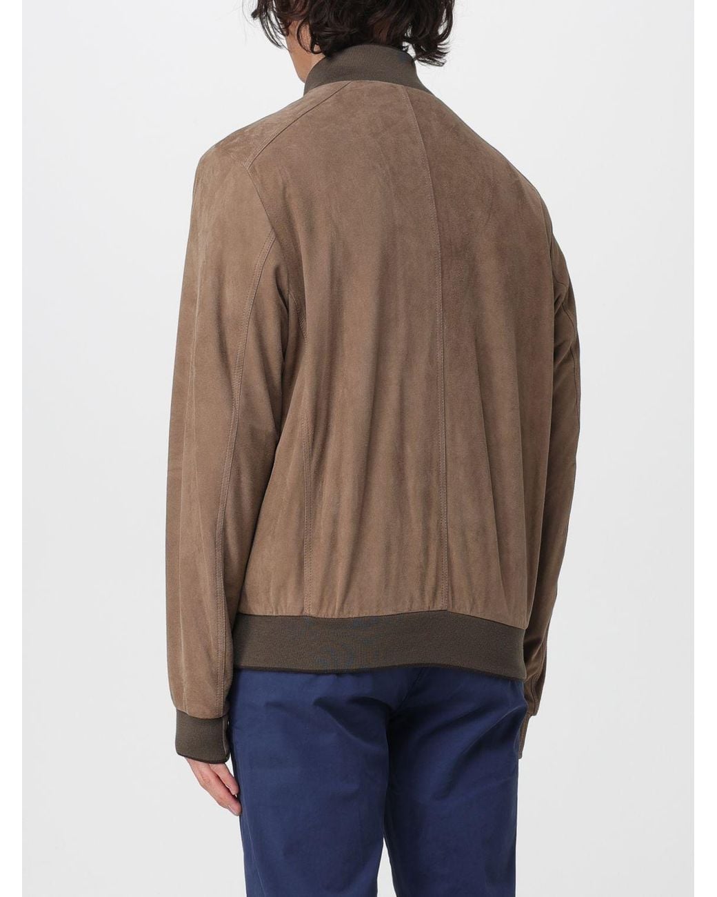 Moorer Blue Carlos-Ur Suede Bomber Jacket for men