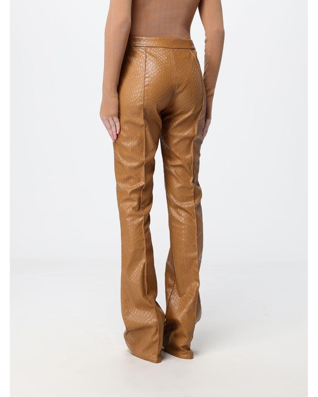 Elisabetta Franchi Natural High-Waisted Flared Trousers