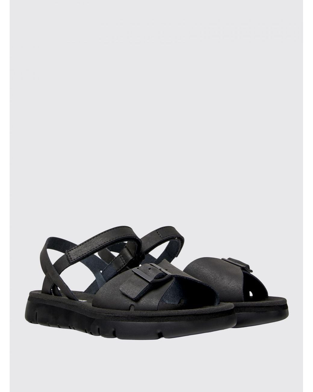 Camper Black Pebble Buckle Sandal Leather Upper