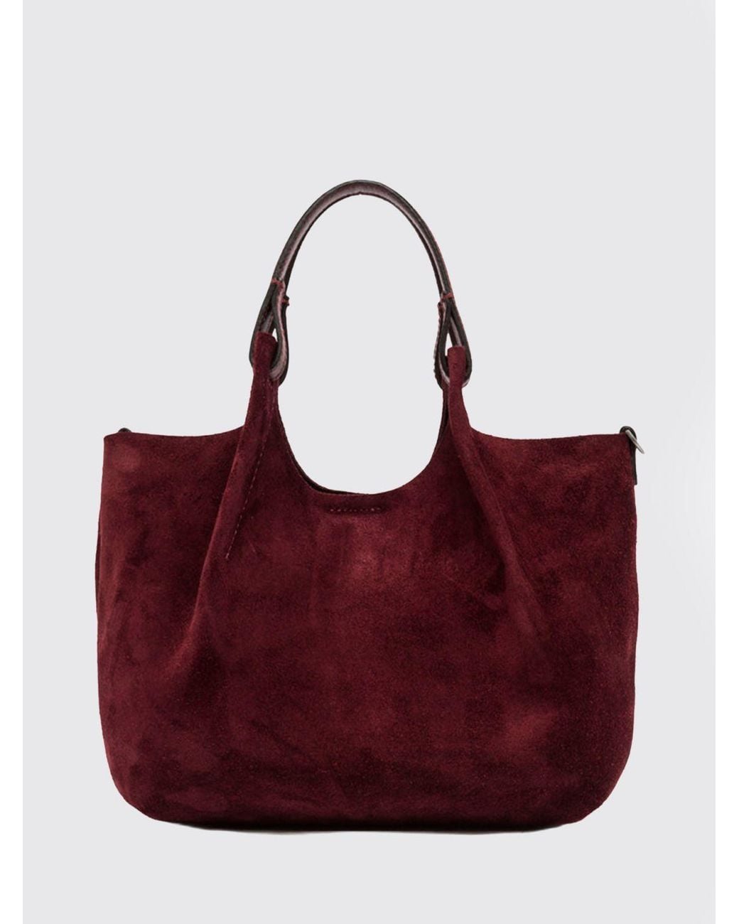Gianni Chiarini Red Dua Suede Calfskin Handbag With Double Handle And Laminated Logo