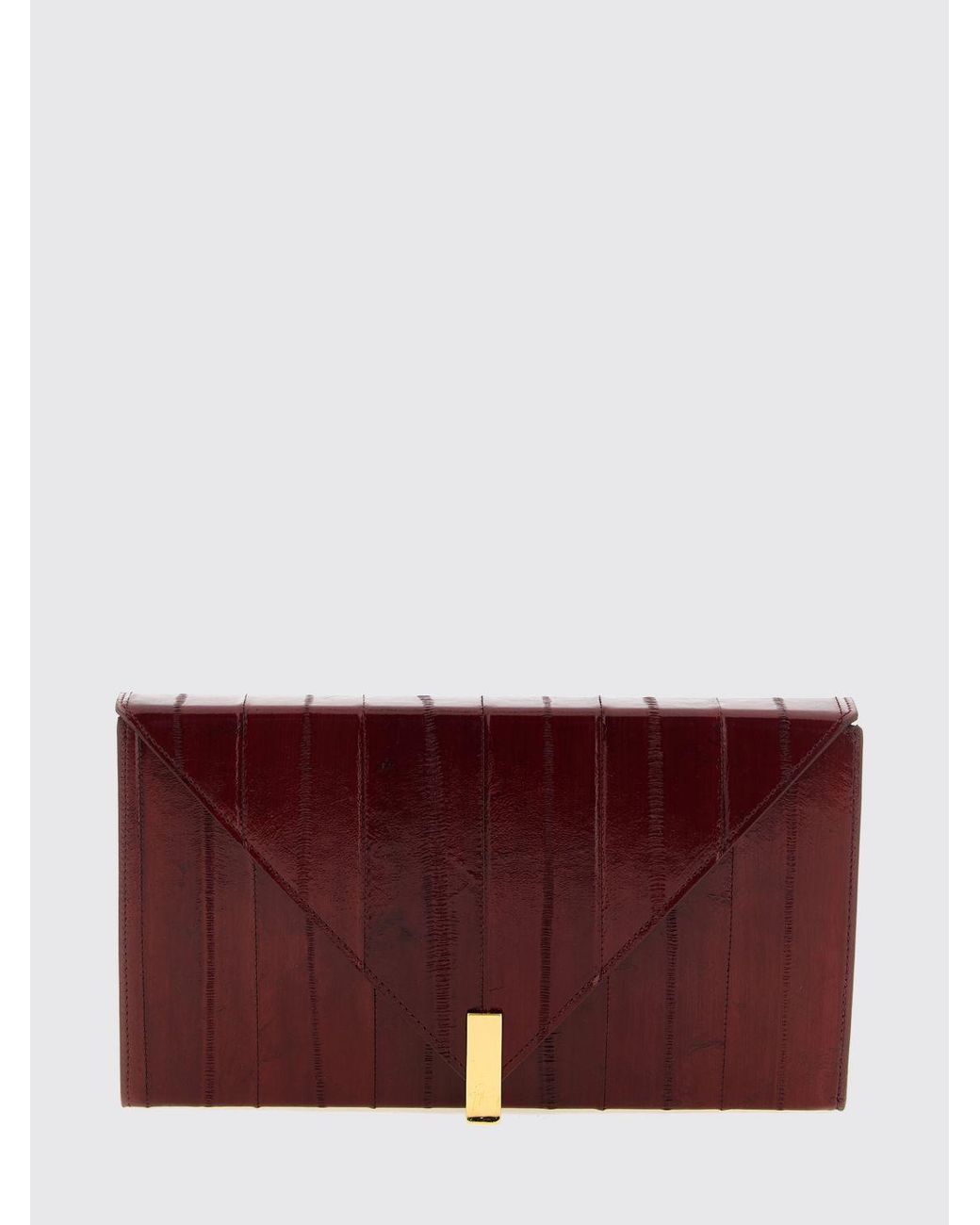 Giuseppe Zanotti Purple Leather Envelope Clutch With Metal Mesh Shoulder Strap