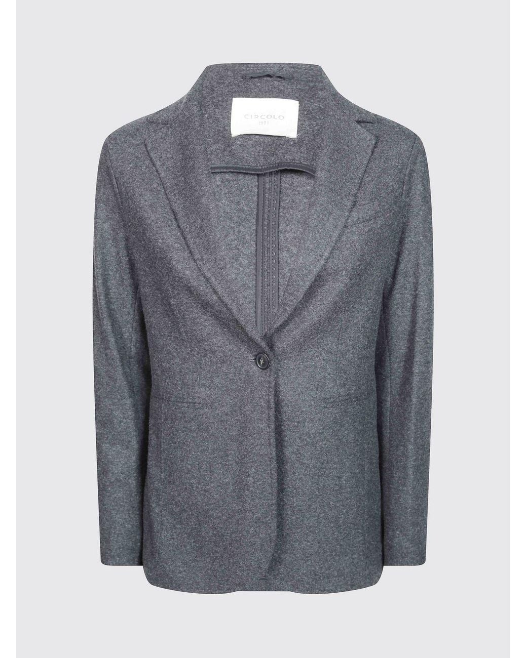Circolo 1901 Gray Single-Breasted Virgin Wool And Alpaca Blazer With Notch Lapels