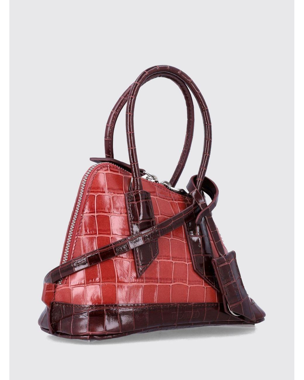The Attico Red La Sant Ambroeus Bicolour Croc-Effect Leather Handbag