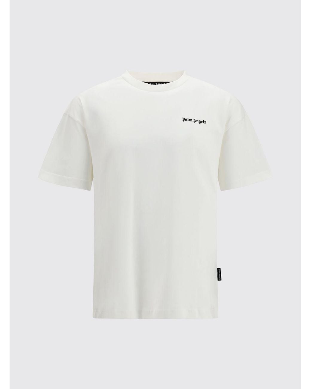 Palm Angels White Cotton Crew Neck T-Shirt With Contrast Logo for men