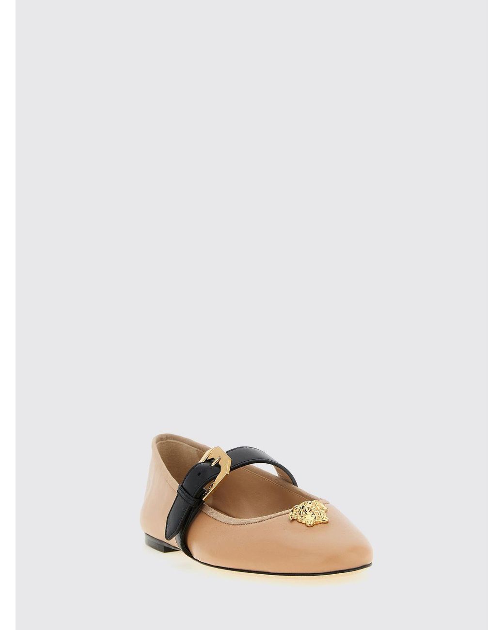 Versace White Nappa Ballerina Flats