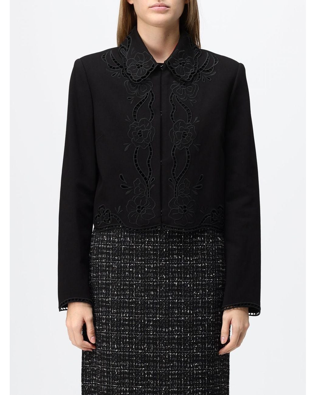 Twinset Black Single-Breasted Cropped Jacket