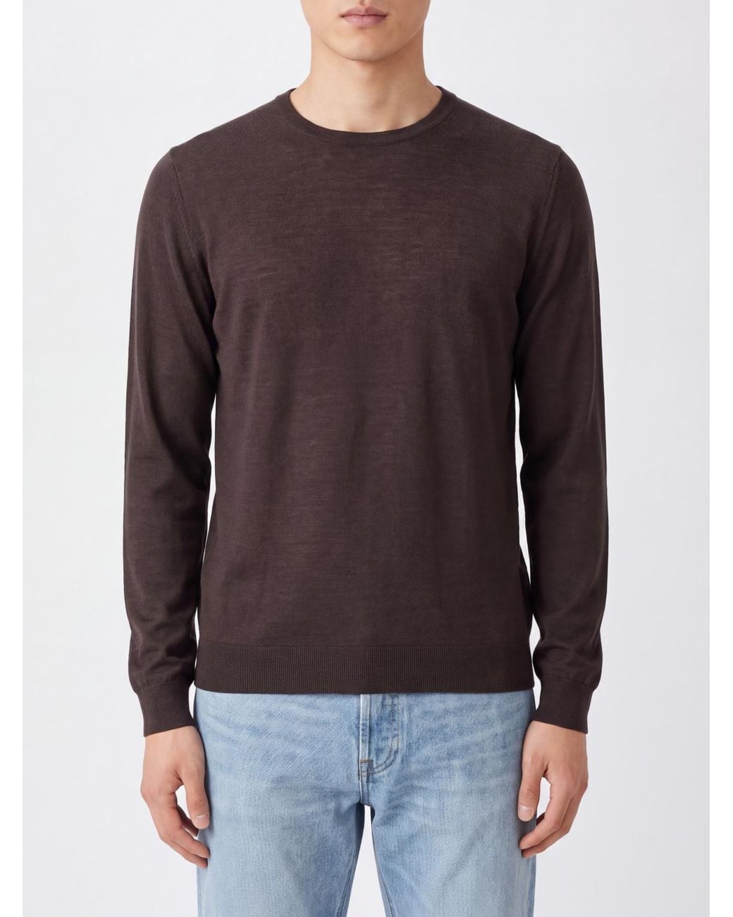 John Smedley Brown Crewneck Jumper for men