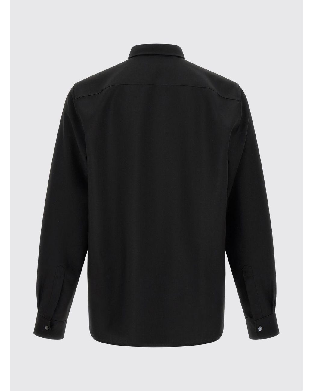 Jil Sander Black Slim Fit Virgin Wool And Mohair Shirt With French Collar for men