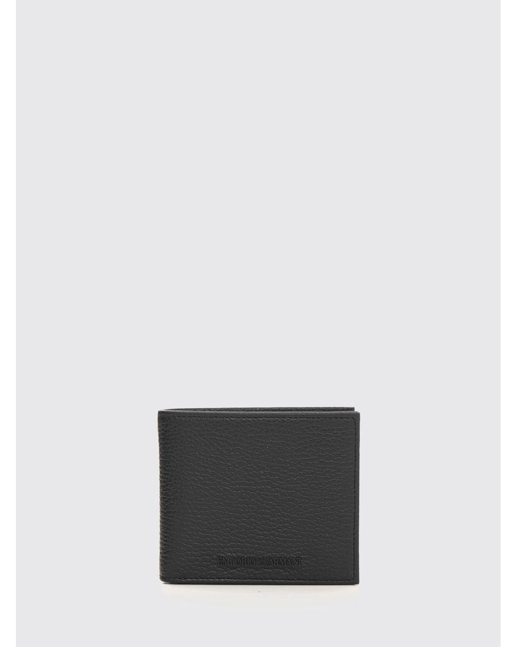 Emporio Armani White Pebbled Leather Horizontal Bifold Wallet With Applied Logo for men