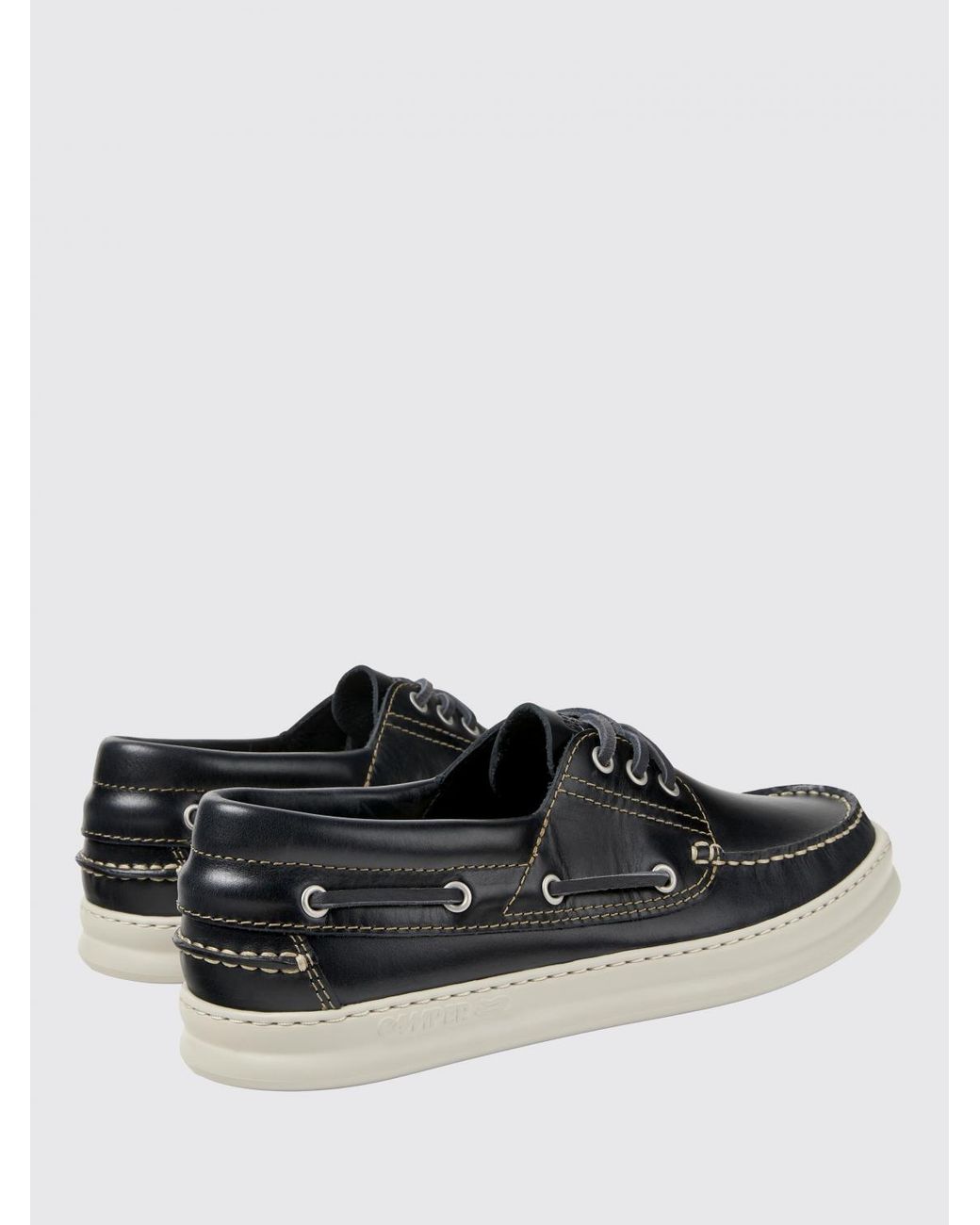 Camper Black Runner Leather Boat Loafers for men