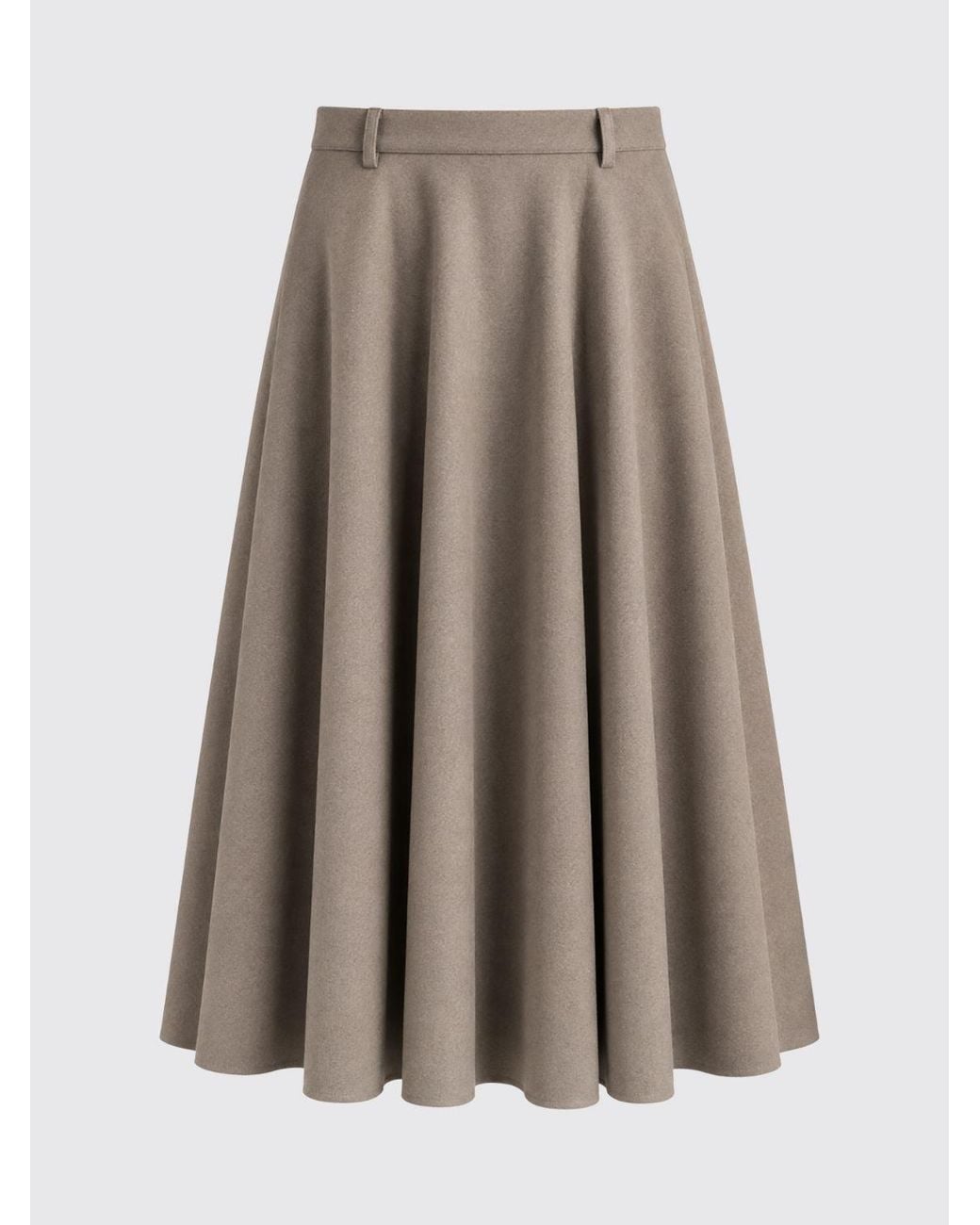 Max Mara Natural High-Waisted A-Line Cashmere Midi Skirt With Belt Loops