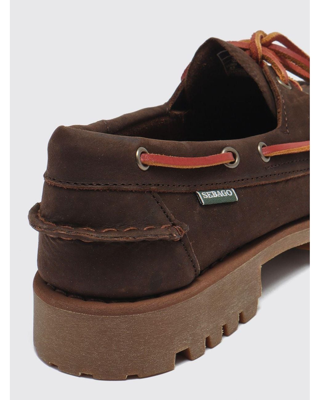 Sebago Brown Ranger Muddy Nubuck Leather Boat Shoes With Rubber Sole for men