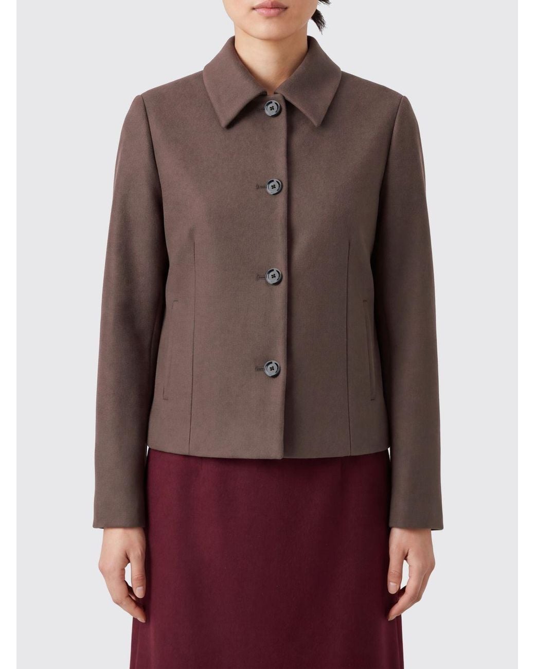 Lardini Brown Pure Virgin Wool Shirt Jacket With Classic Collar And Pockets