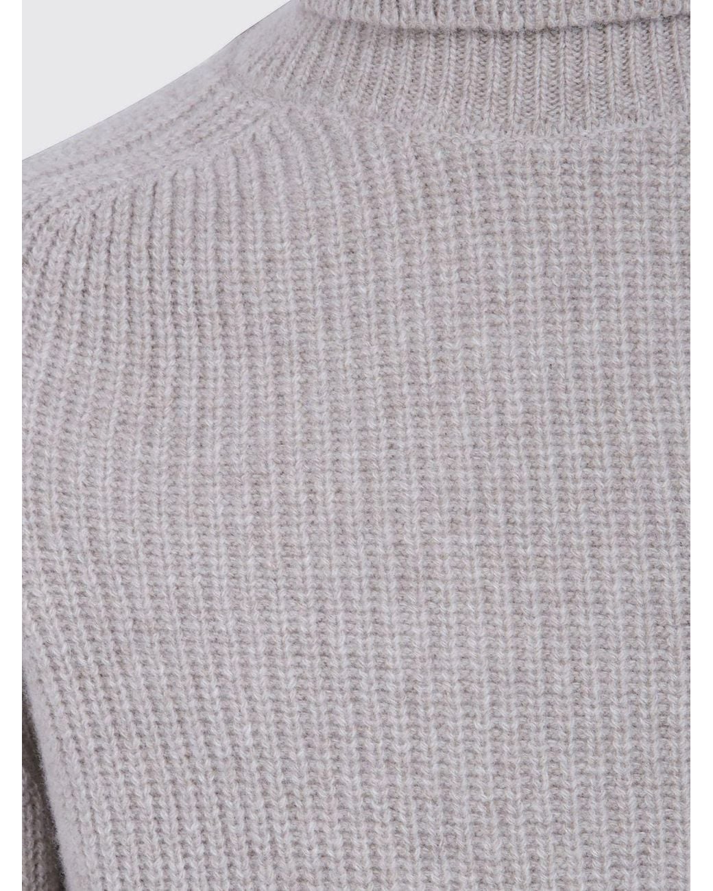 Cruna Gray Long-Sleeved Pure Wool Turtleneck Jumper With Ribbed Trims for men