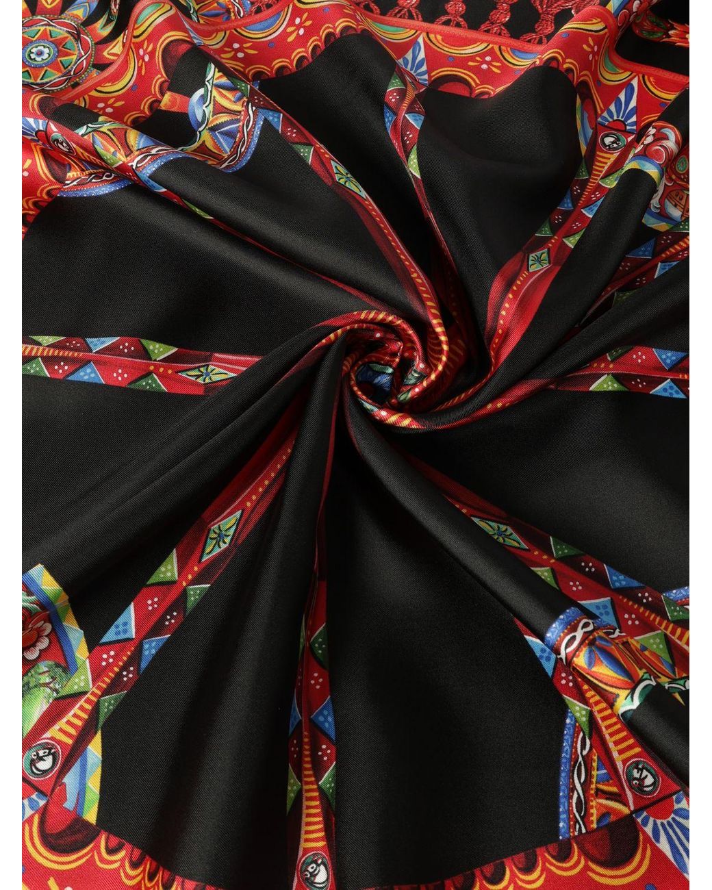 Dolce & Gabbana Multicolor Dolce &Amp Gabbana Carretto Siciliano Print Silk Scarf