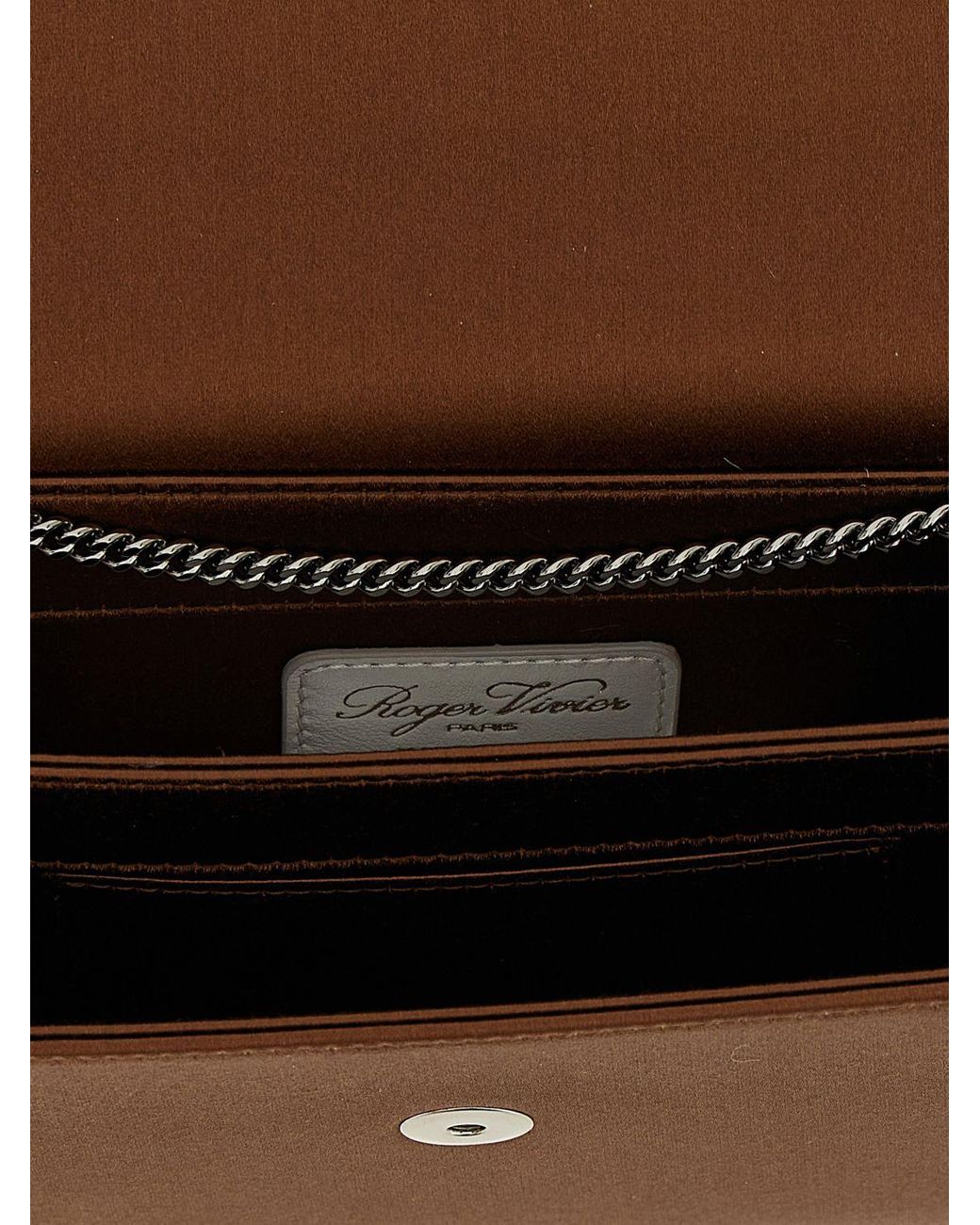 Roger Vivier Brown Mini Satin Bucket Bag With Jewel Buckle