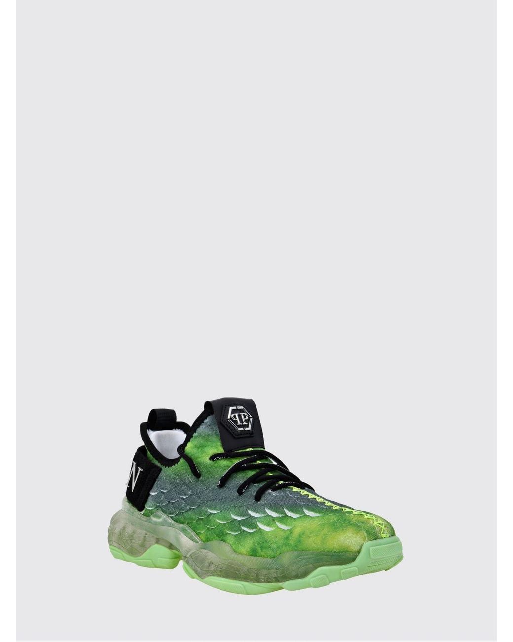 Philipp Plein Green Runner Hyper $Hock Low-Top Sneakers With Rubber Sole for men