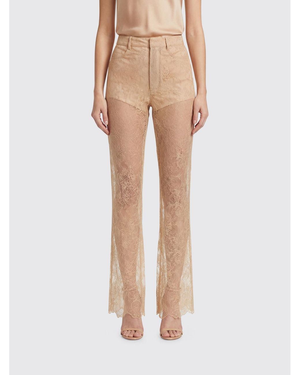 GIUSEPPE DI MORABITO Natural Lace Slim Fit Trousers