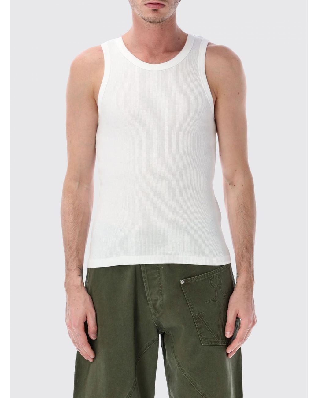 J.W. Anderson White Stretch Cotton T-Shirt for men