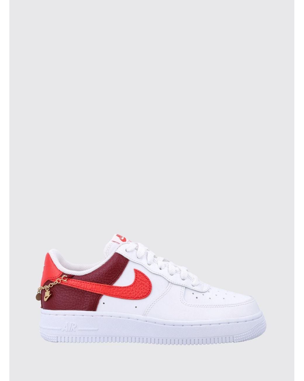 Nike White Air Force 1 '07 Grained Leather Sneakers With Charm And Embroidered Logo
