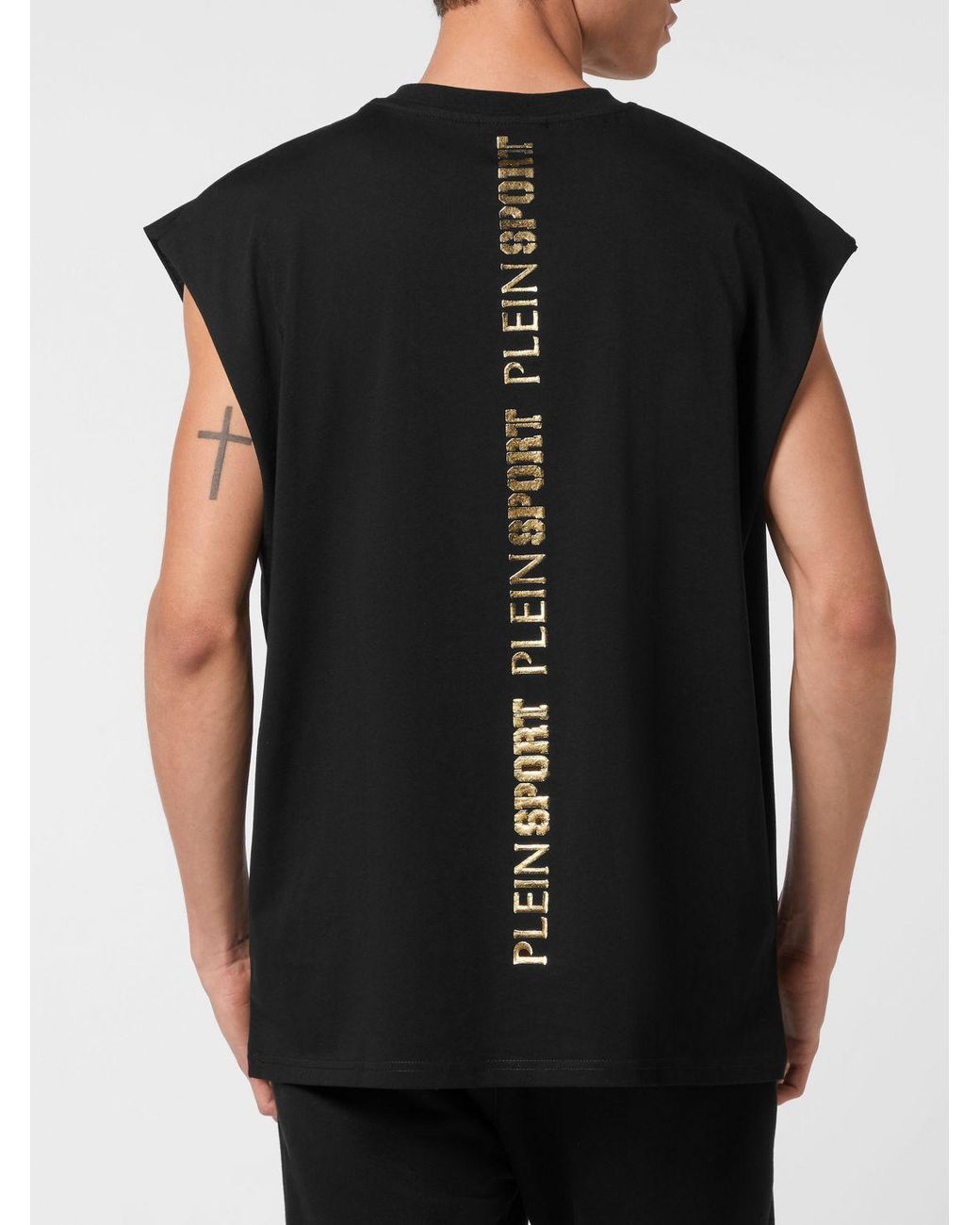 Philipp Plein Black Relaxed Fit Jersey Tank Top With Laminated Logo for men