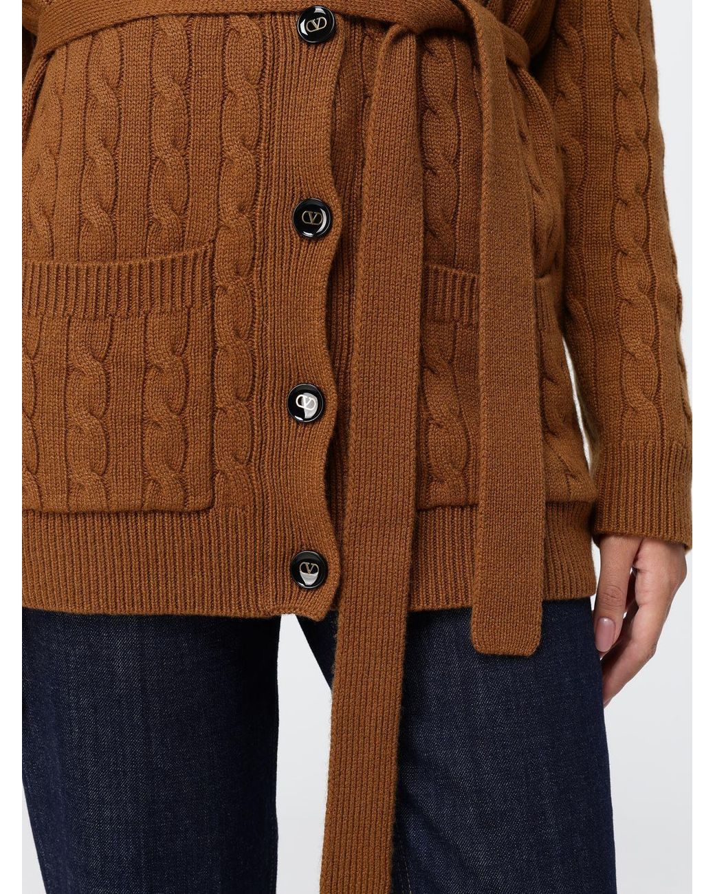 Valentino Garavani Brown Belted Cardigan