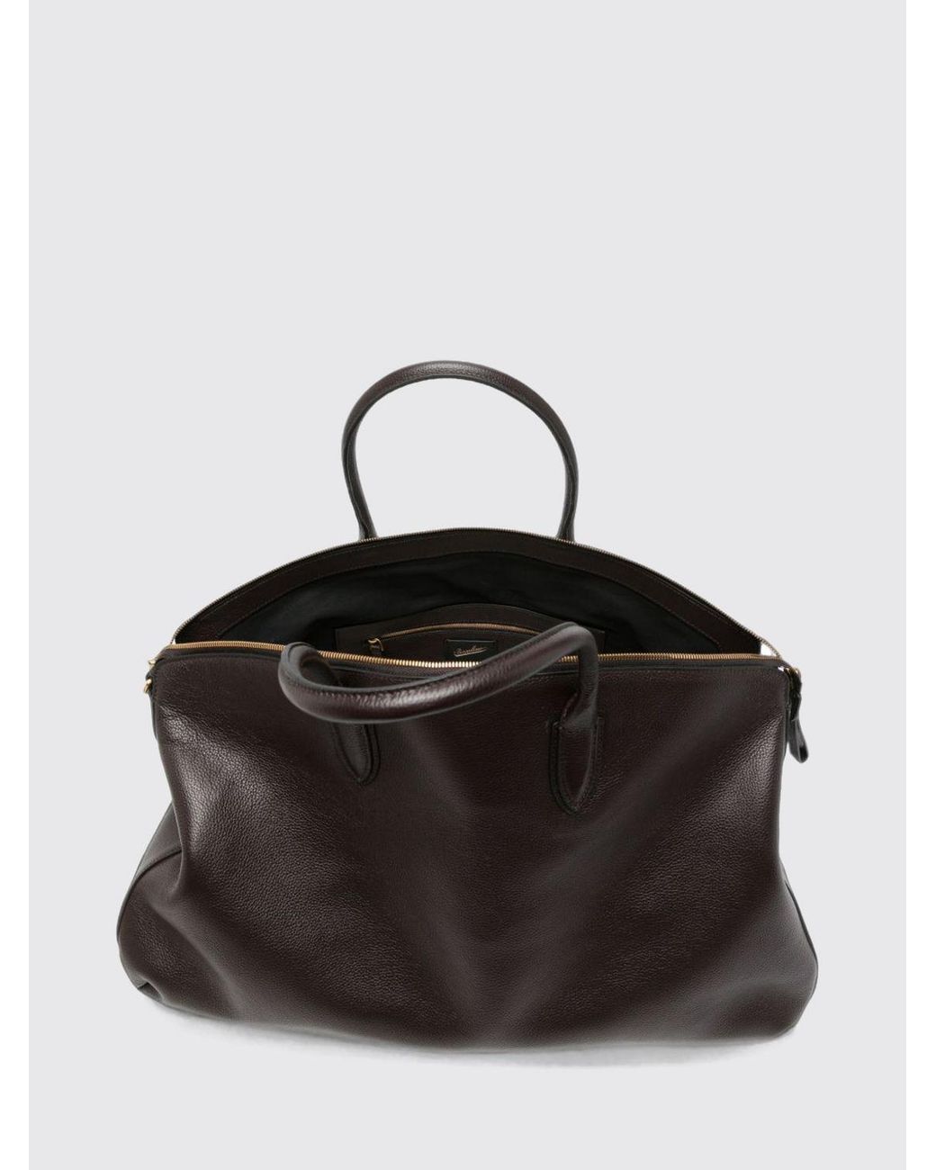 Borsalino Black Calf Leather Travel Bag With Double Handle And Logo