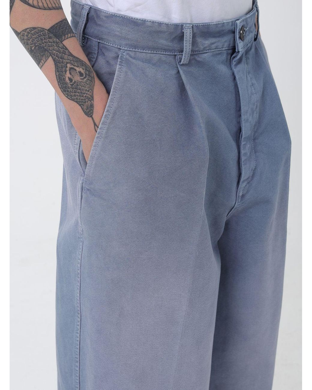 Marni Blue Cotton Wide-Leg Trousers for men