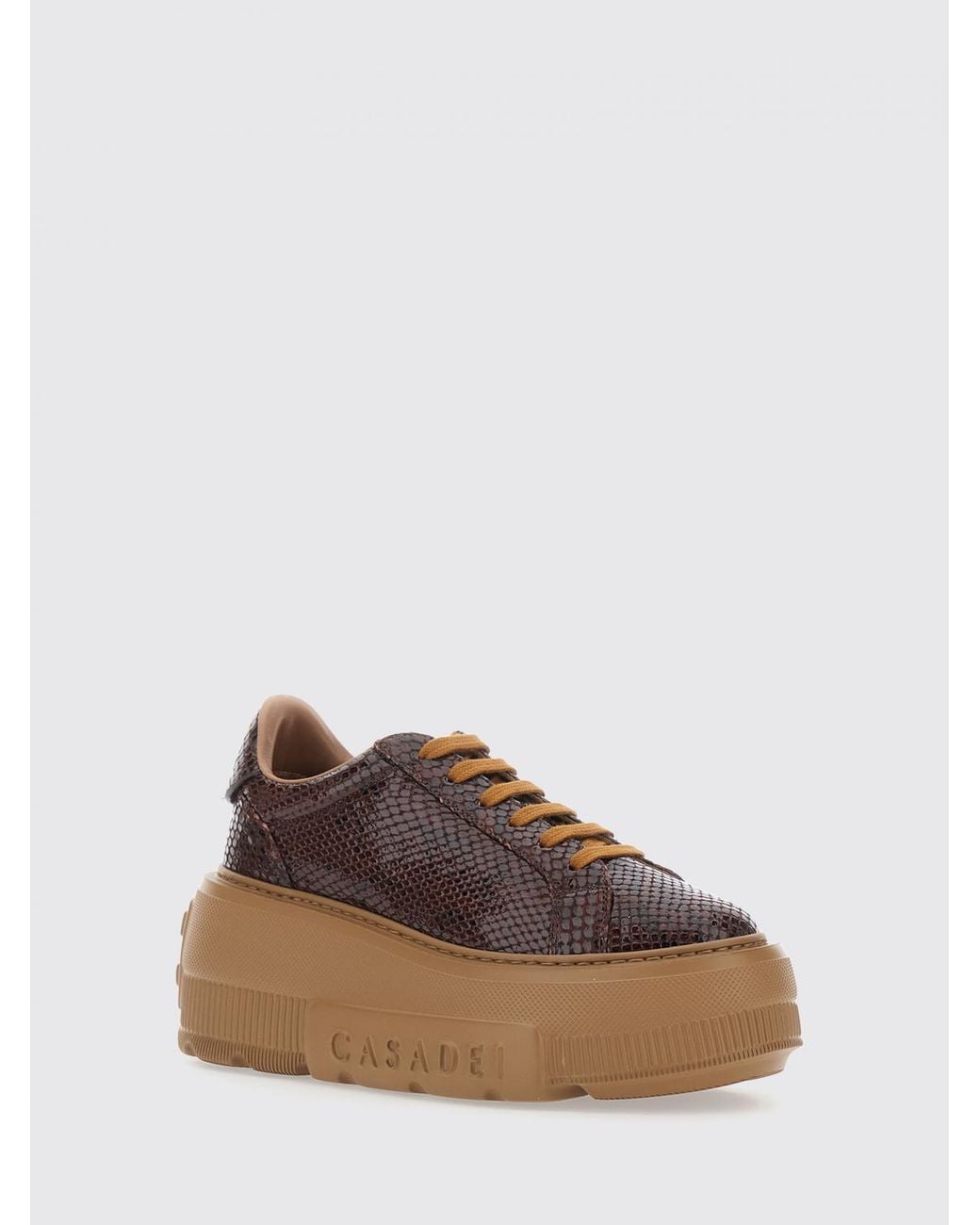 Casadei Brown Nexus Python Print Leather Platform Sneakers