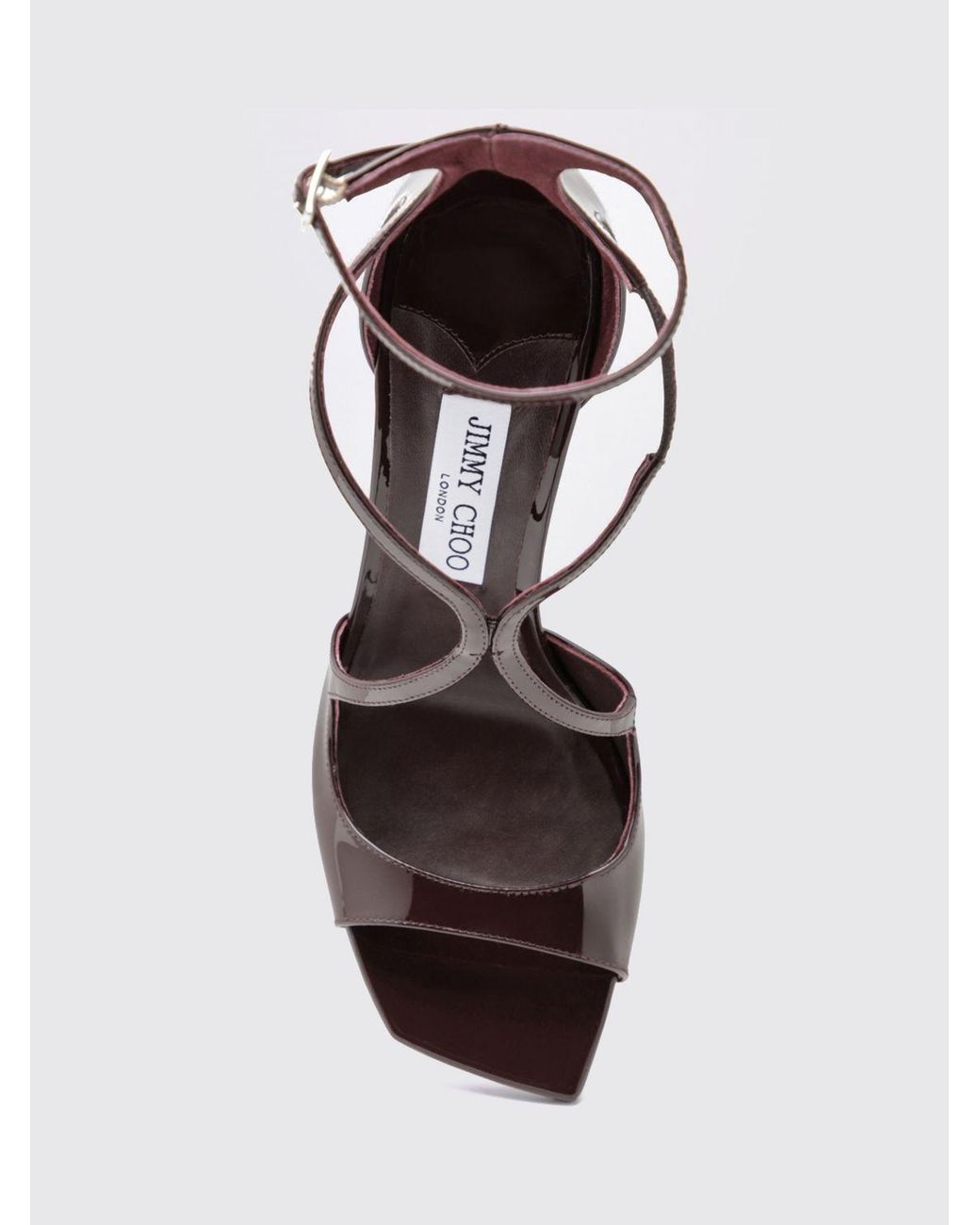Jimmy Choo Red Azia Patent Leather High Heel Sandals With Ankle Strap