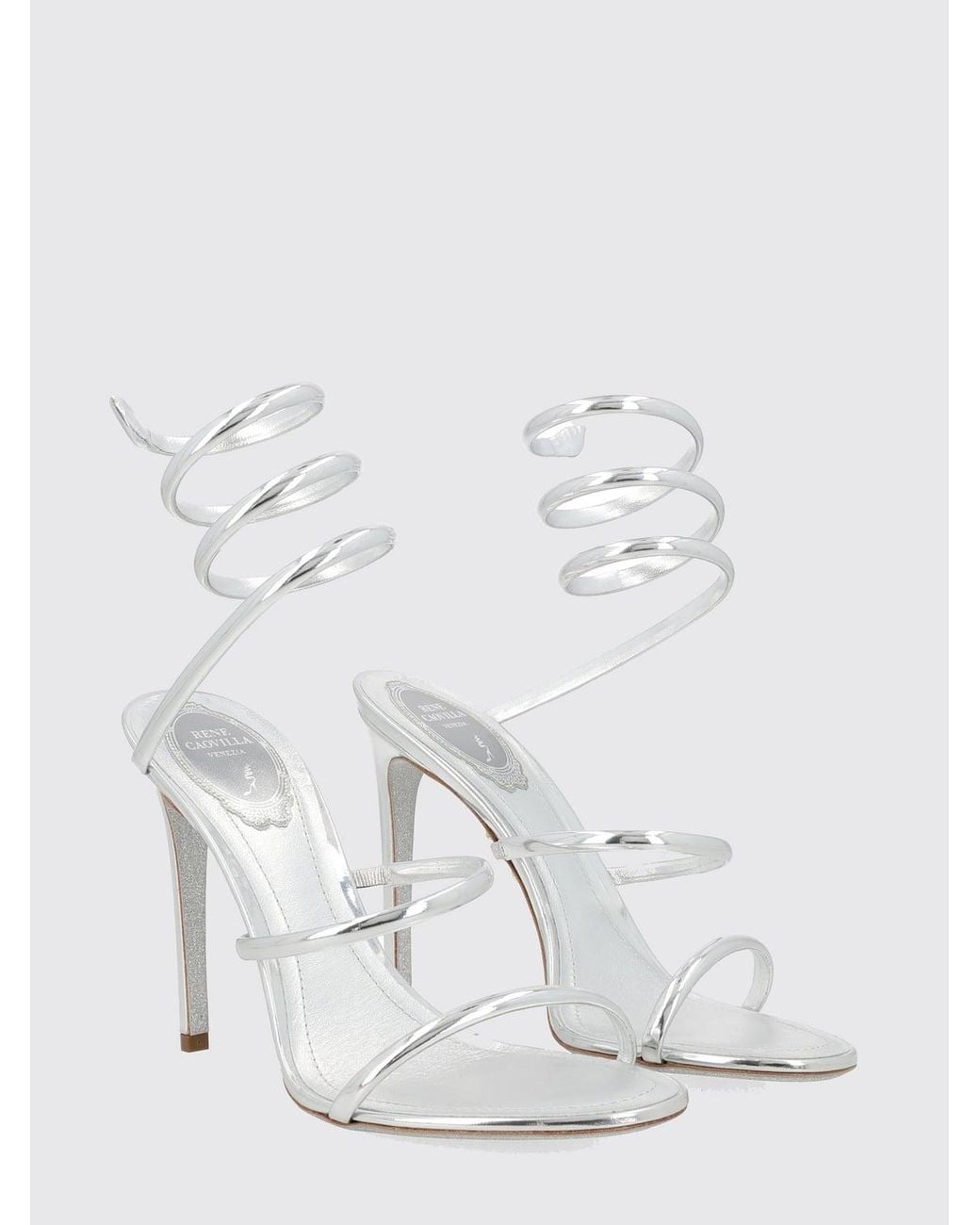 Rene Caovilla White Open Toe Heels