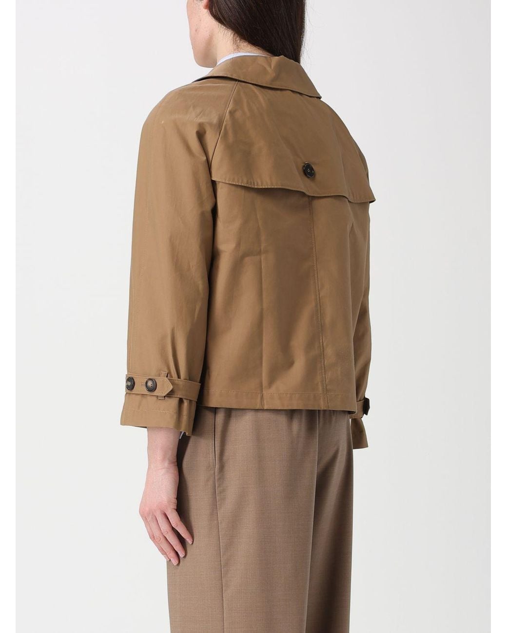 Gabardina Cruzada De Mezcla De Algodón Max Mara de color Natural