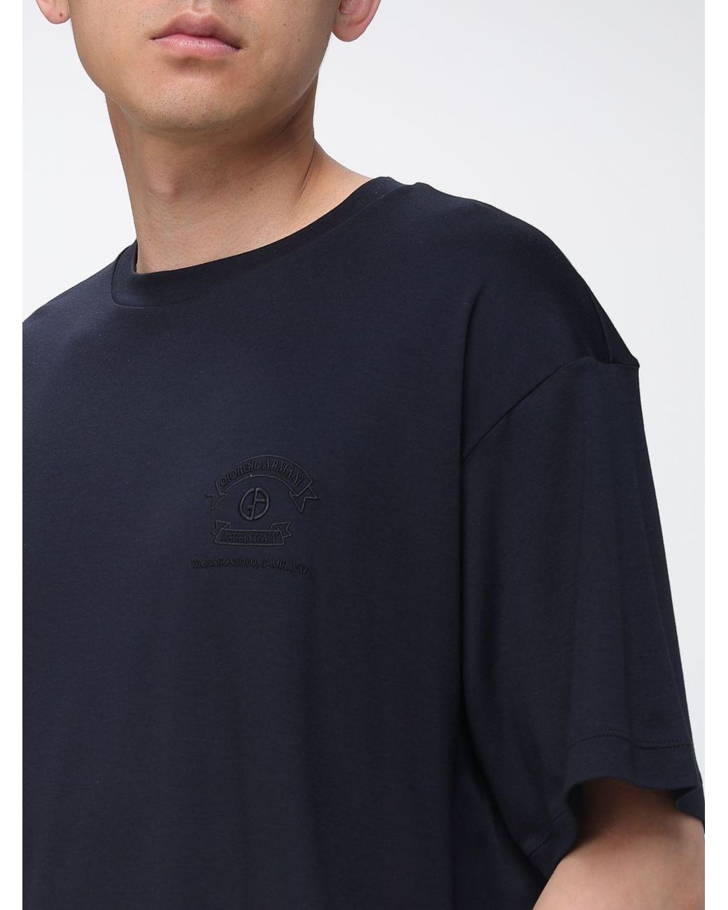 Giorgio Armani Blue Cotton Blend T-Shirt for men