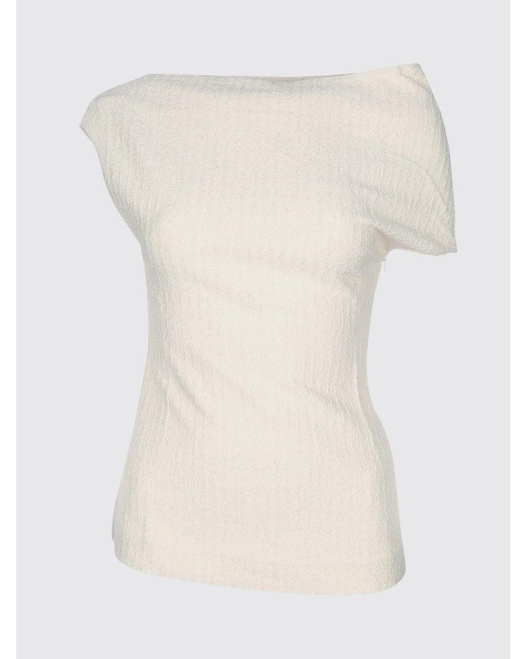 Totême White Asymmetrical Ribbed-Cotton One-Shoulder Top