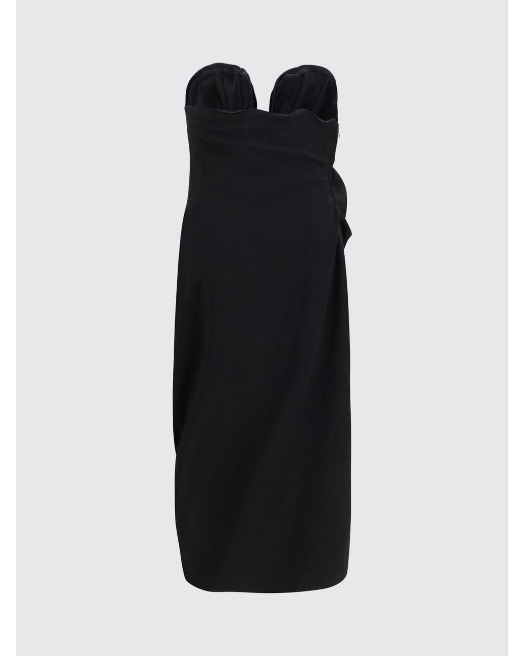 Magda Butrym Black Long Evening Gown With Sweetheart Neckline And 3D Flower Appliqué