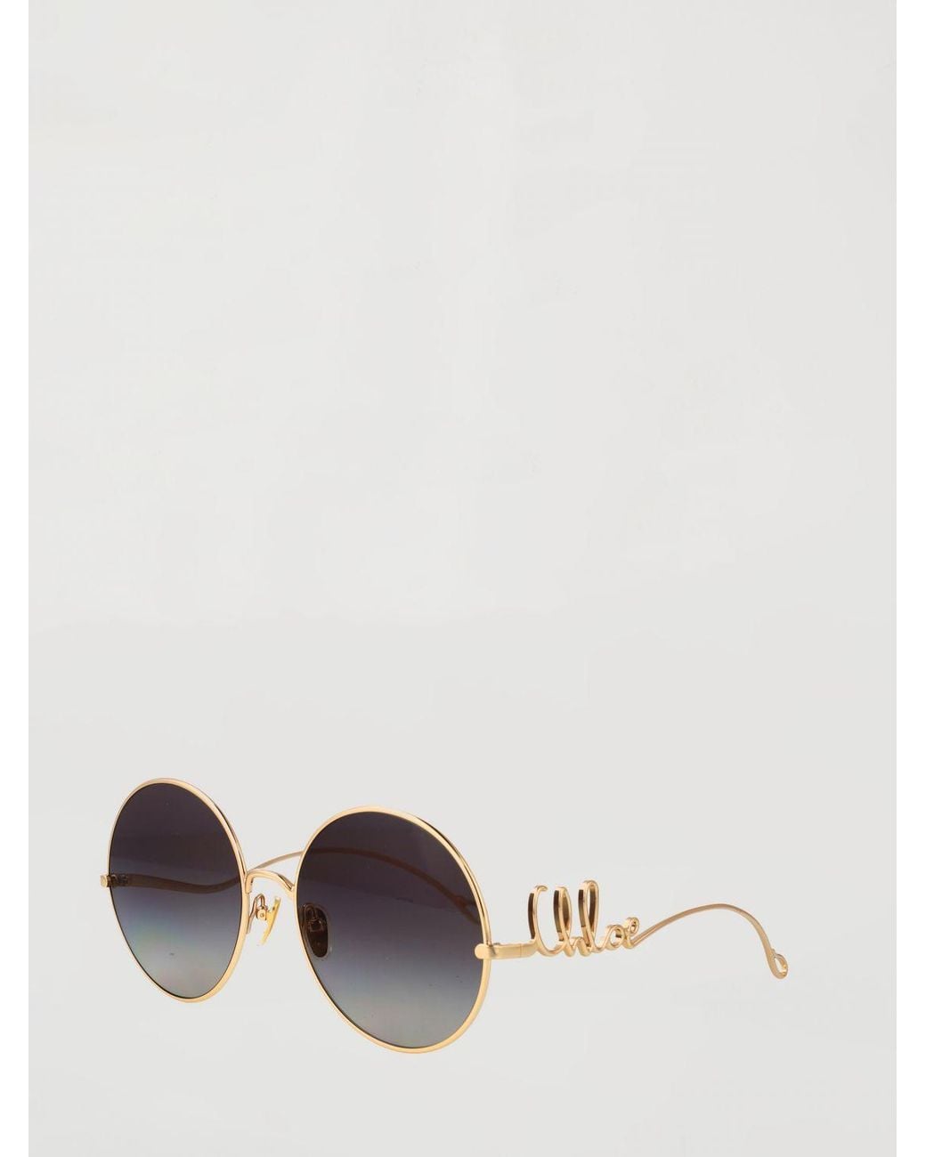 Chloé White ChloÉ Rounded Metal Sunglasses With Lettering Logo