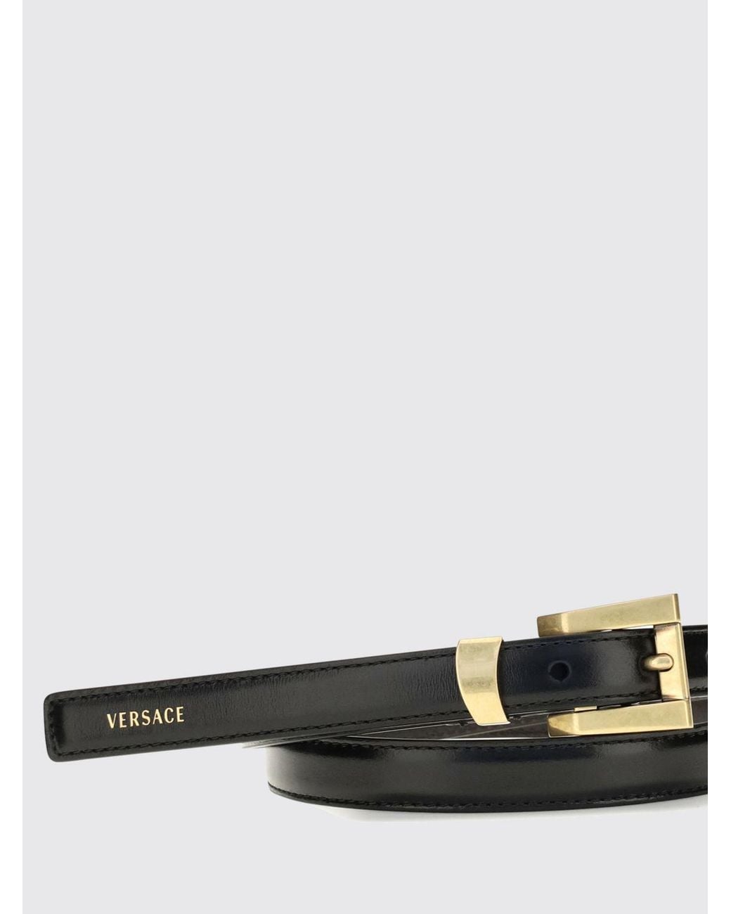 Versace White Calfskin Leather Belt With Buckle And Logo Lettering