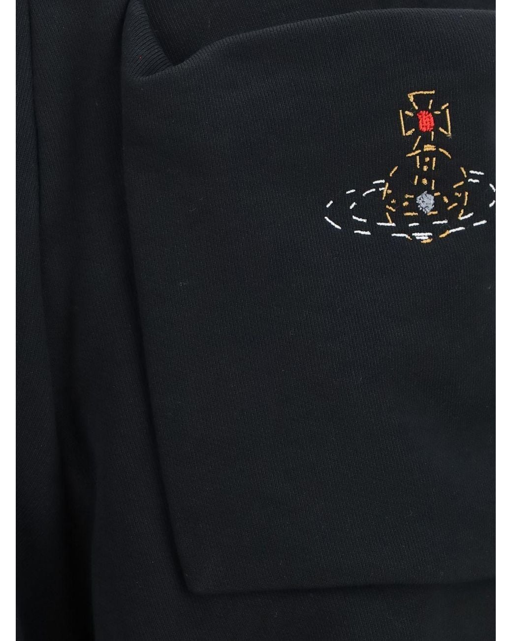 Vivienne Westwood Black Cotton Cargo Jogging Trousers With Embroidered Orb Logo for men