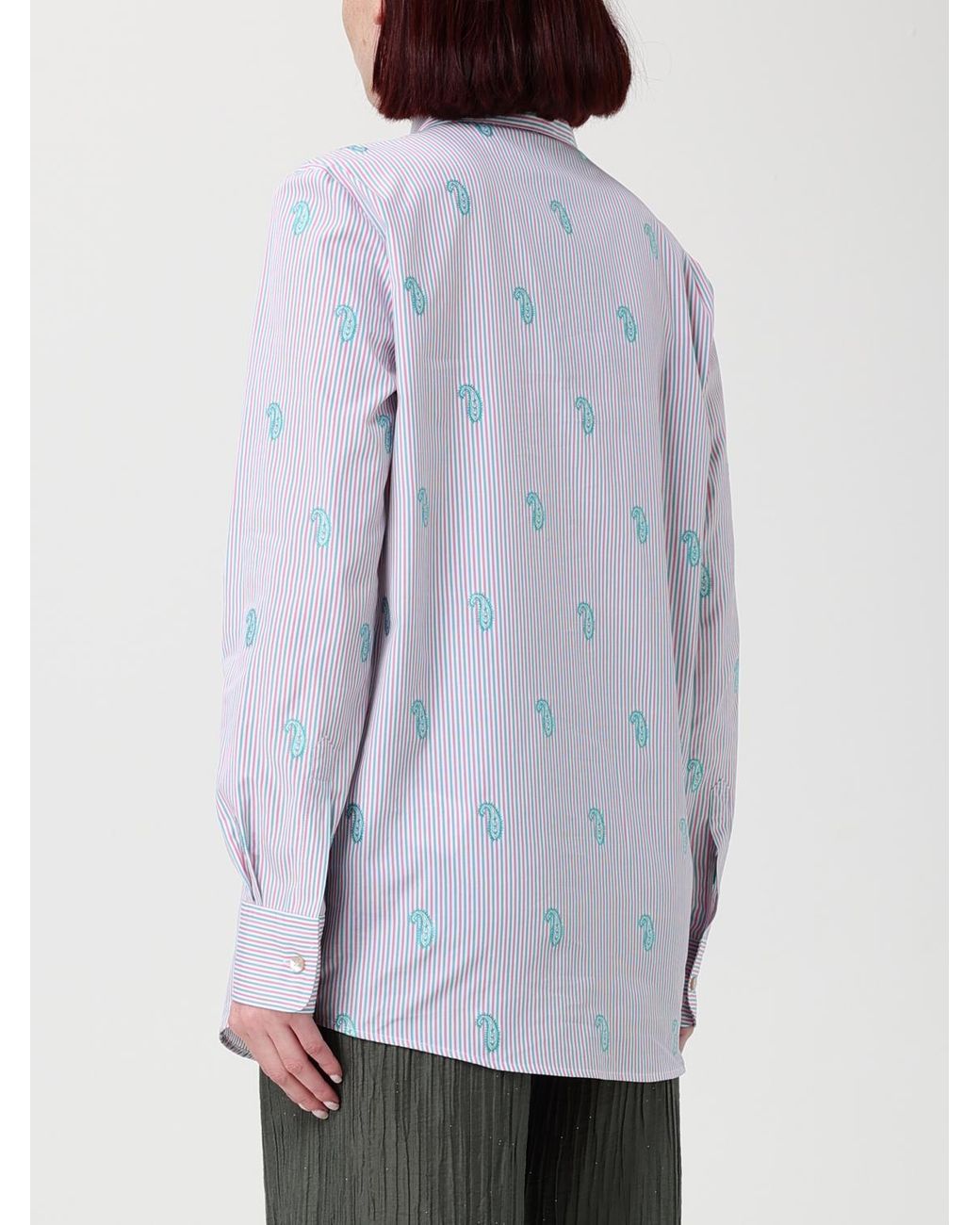 Camisa Casual De Seda A Rayas Con Estampado Paisley Etro de color Blue