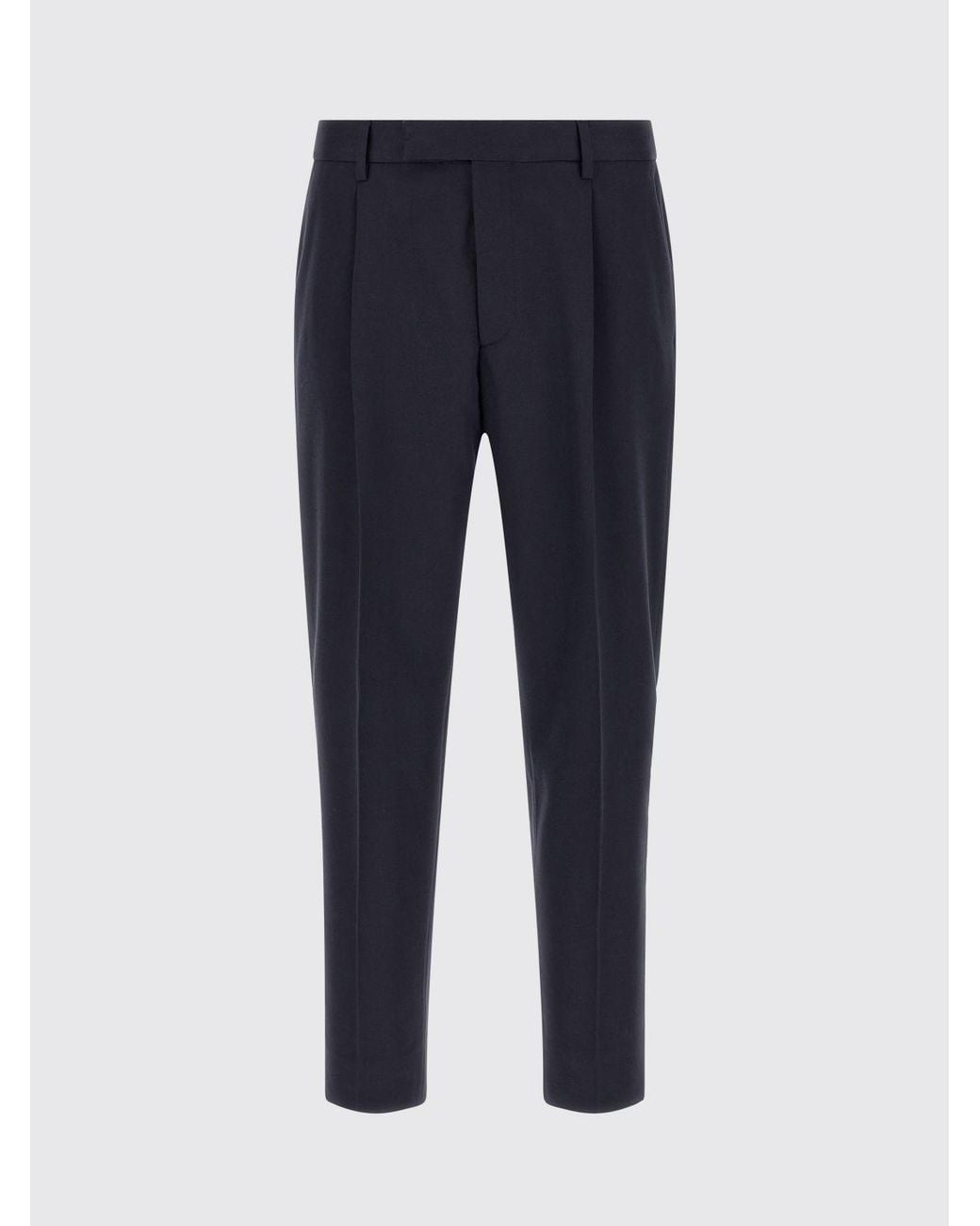 Zegna Blue Slim Fit Cotton Tailored Trousers With Pleats for men