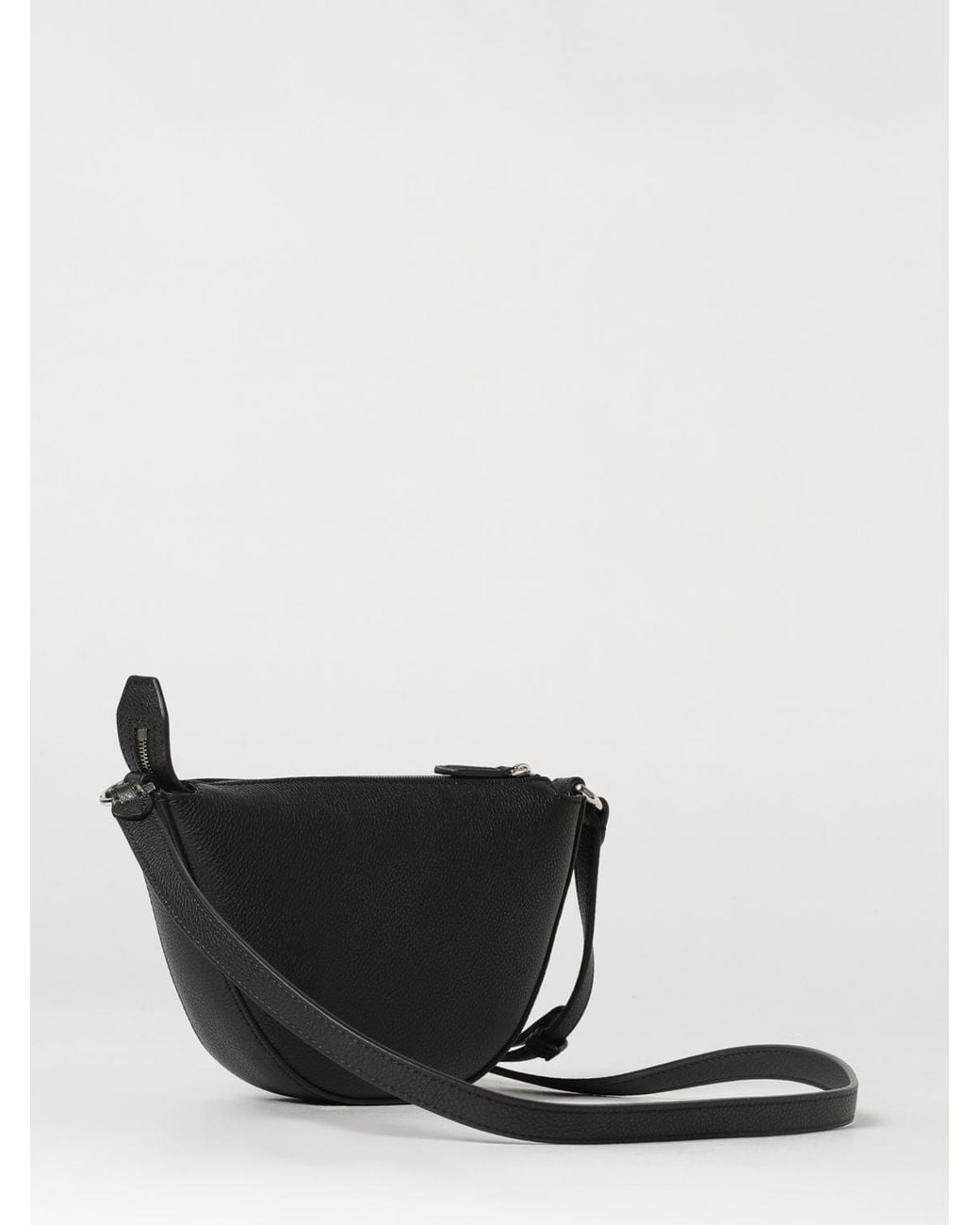 Fendi Black Crescent-Shaped Grained Calfskin Leather Crossbody Bag for men