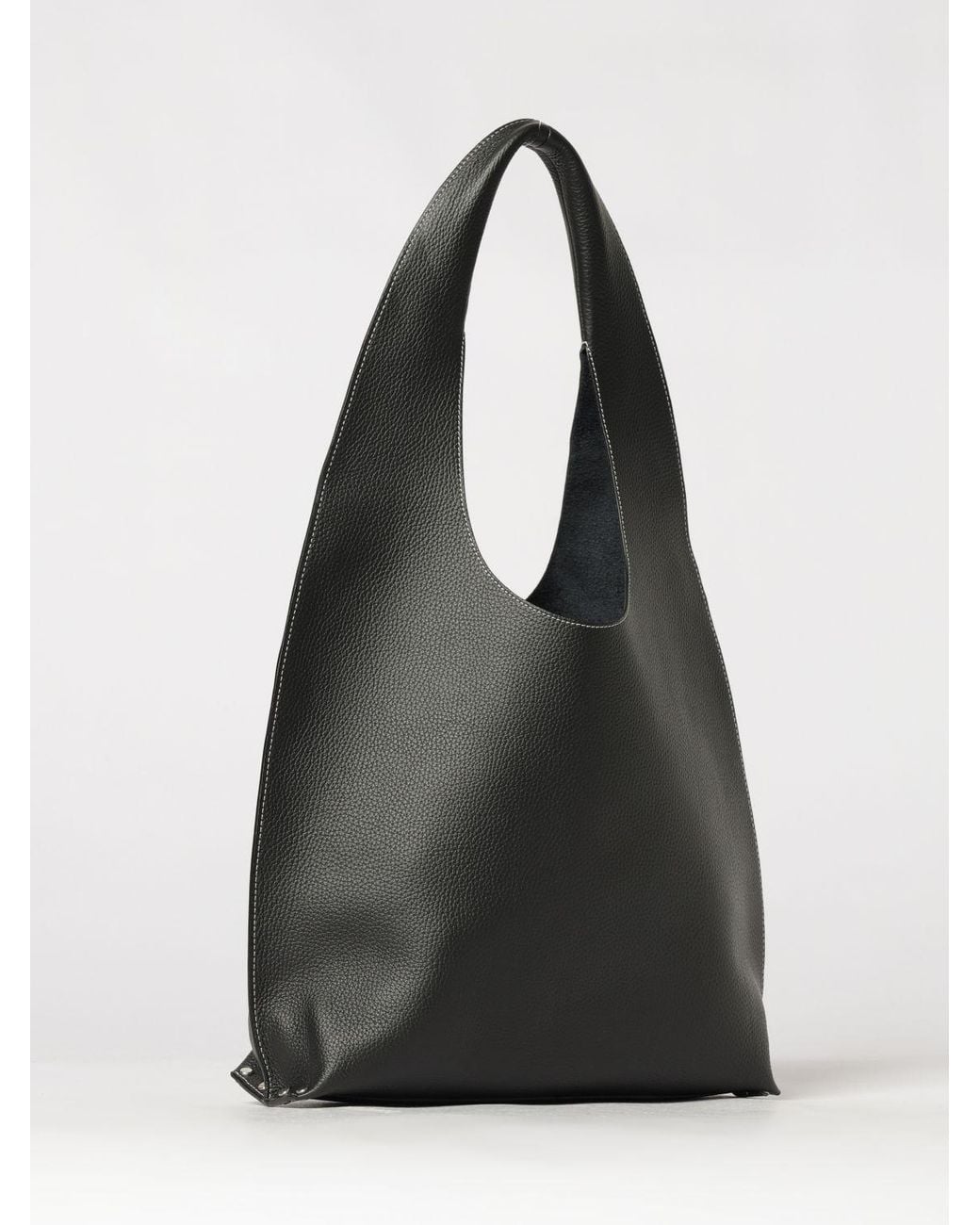 A.P.C. Black Grained Cowhide Leather Shoulder Bag With Foil Logo