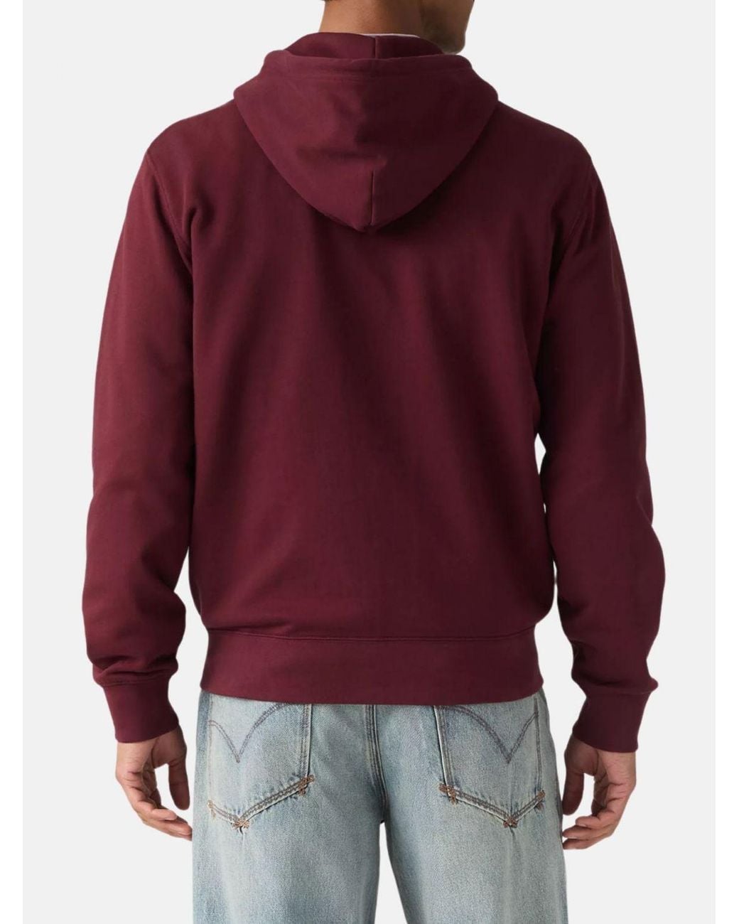 Levi's Red Cotton Zip-Up Hoodie With Contrast Logo for men