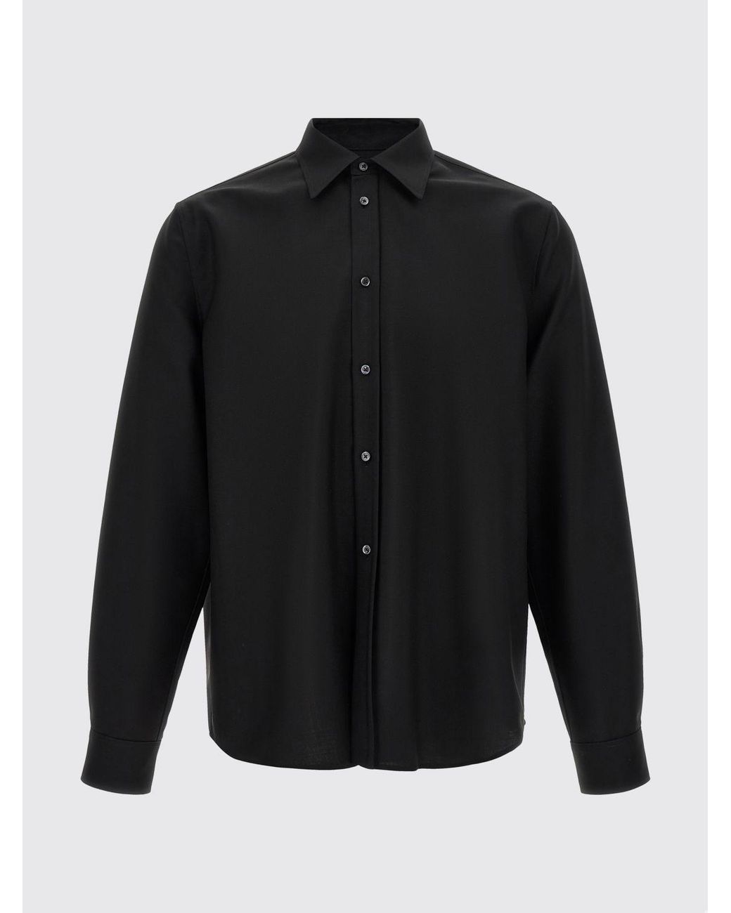 Jil Sander Black Slim Fit Virgin Wool And Mohair Shirt With French Collar for men